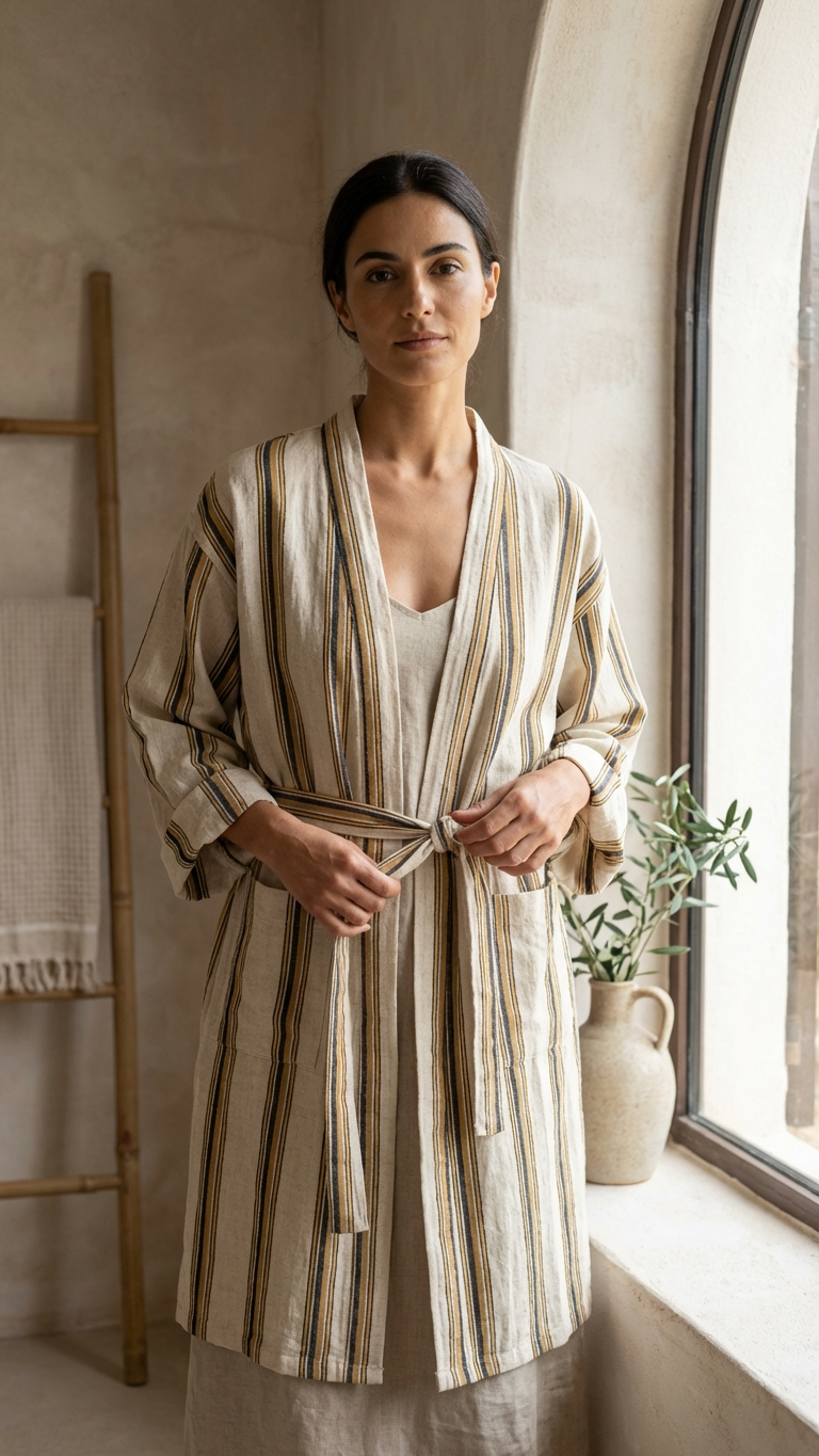 Striped Linen Robe